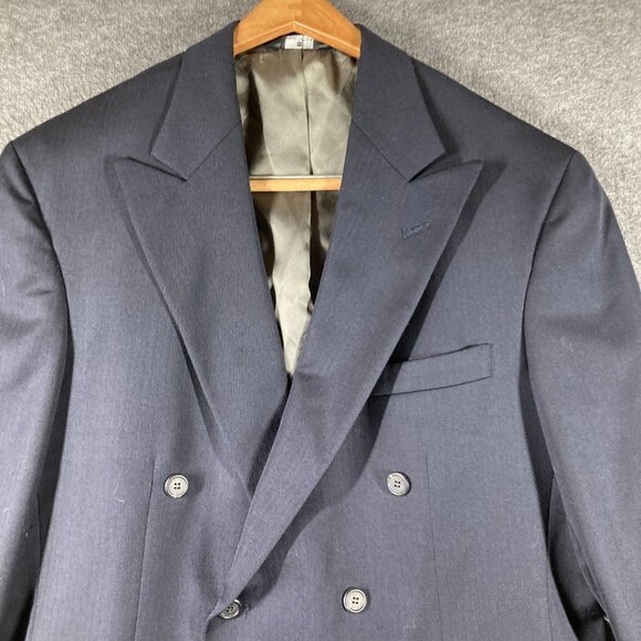 Vintage Polo University Club Ralph Lauren Double Breasted Blazer Mens 40R Blue * - Picture 2 of 16